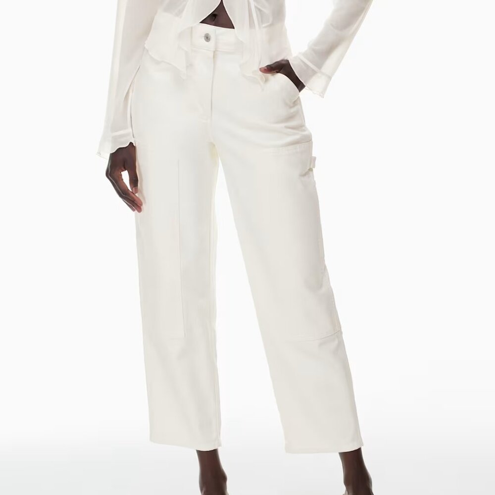 WILFRED FREE Aritzia 0 White Brennan Pant High-Rise Cotton Utility Pants Cargo